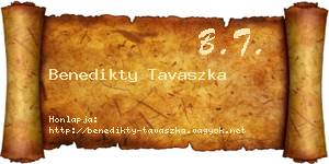Benedikty Tavaszka névjegykártya